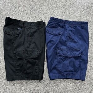 Chaps Shorts Mens 38 Rip Stop Cargo Short Lot of 2 Navy Blue Black 9" Inseam